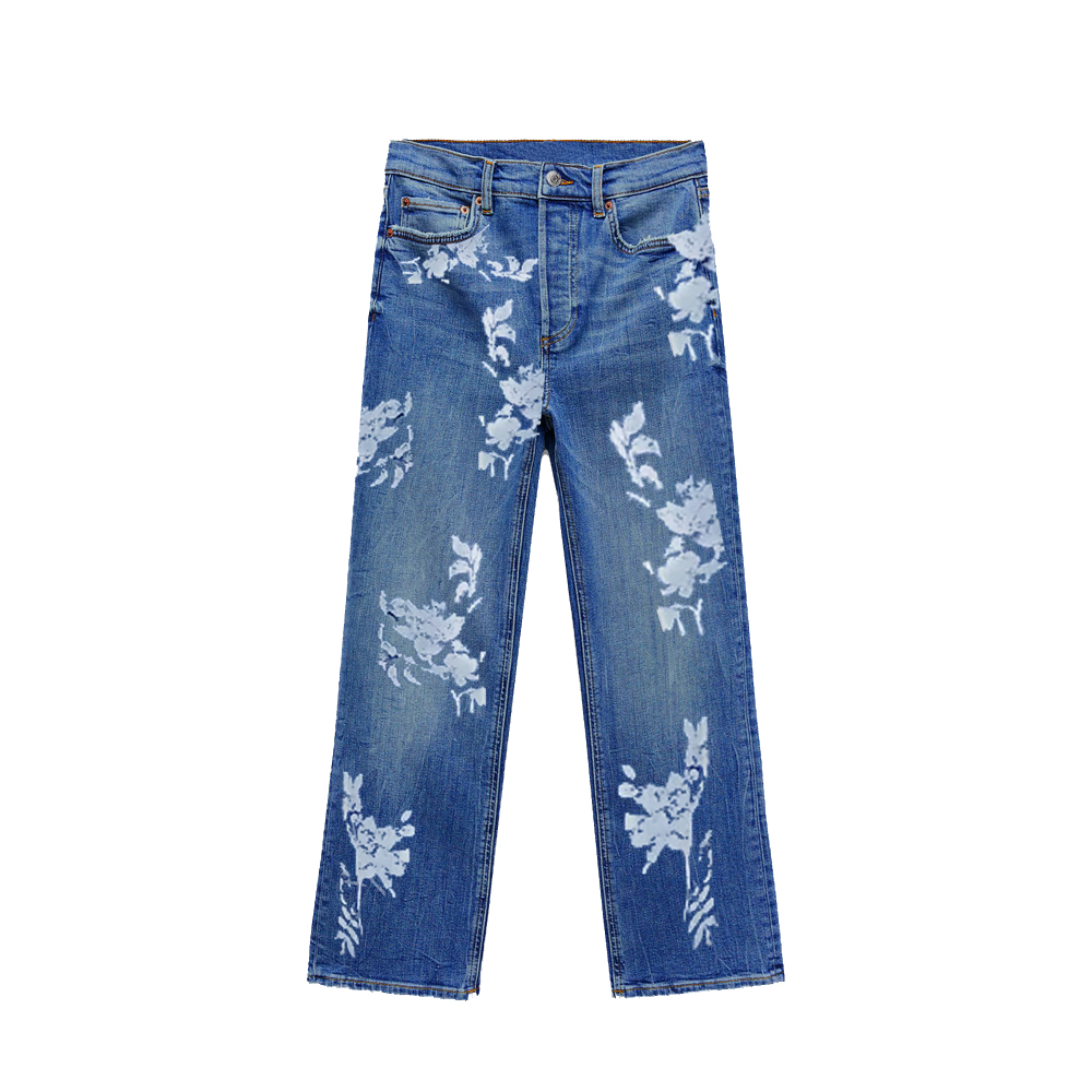Lady's Printed Flower Jeans