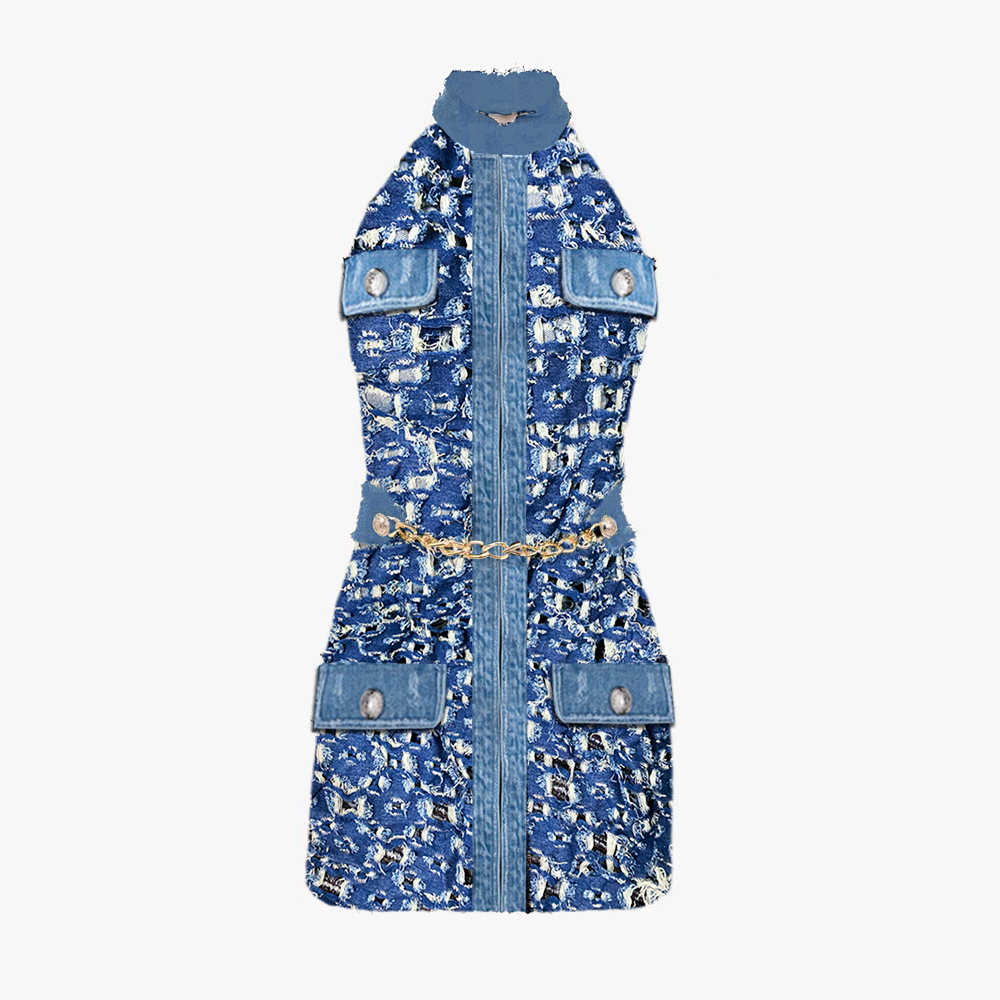 Ladys Cutout Denim Dress
