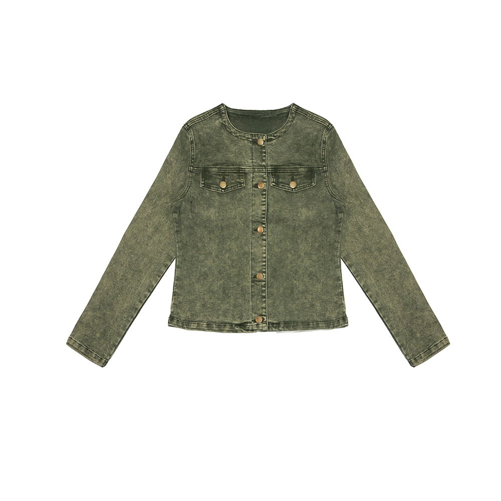 Snow wash Green denim jacket