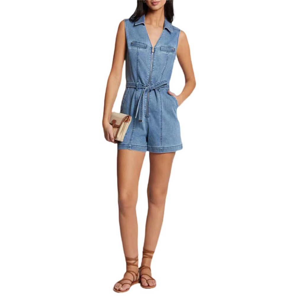 Sleeveless zipper denim dress