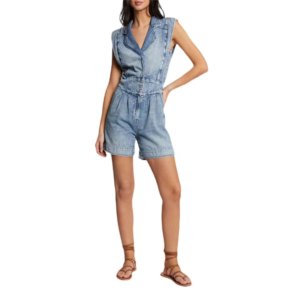 Sleeveless bleach denim dress