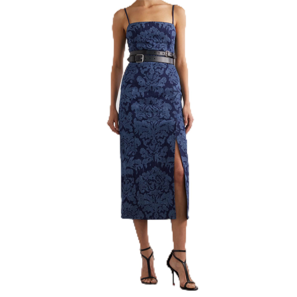 Embroidery Slip denim dress