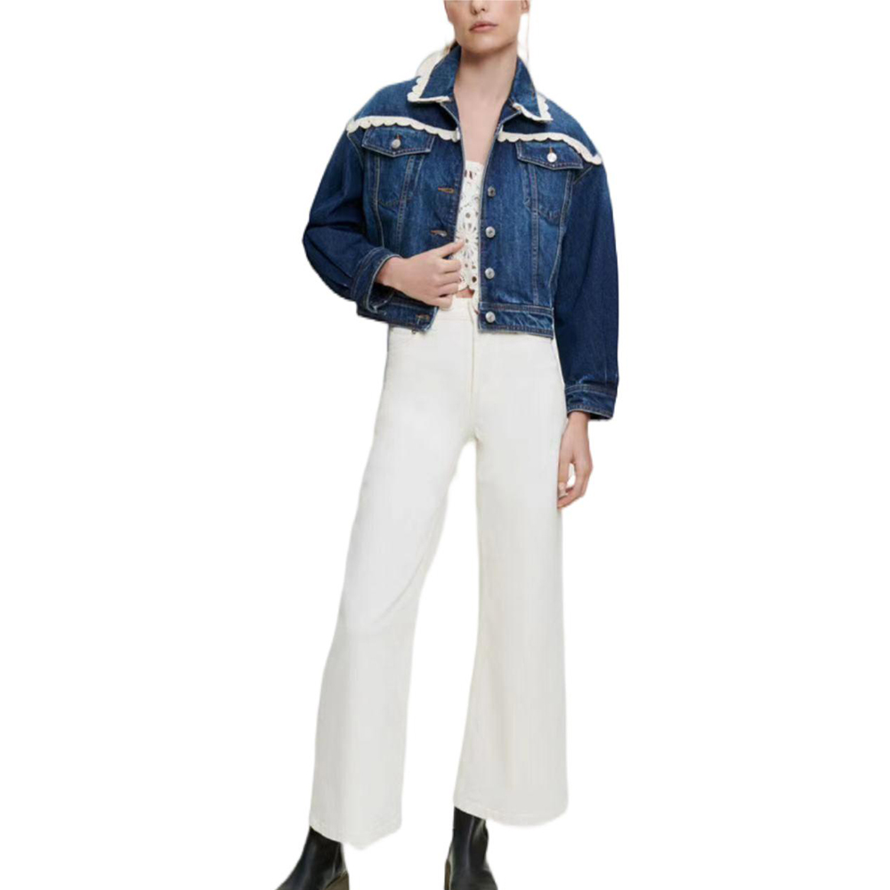 Lace decorate navy Jacket