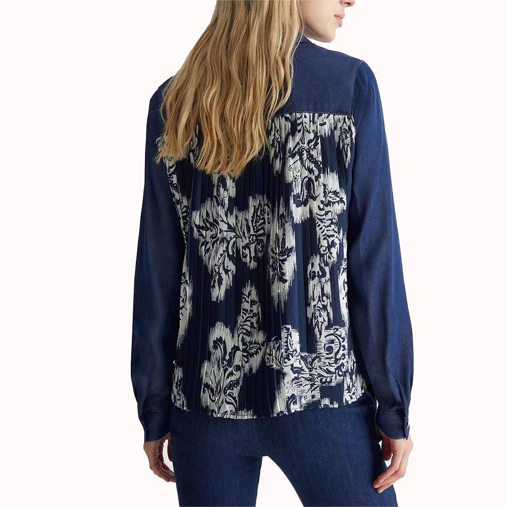 Denim chiffon shirts