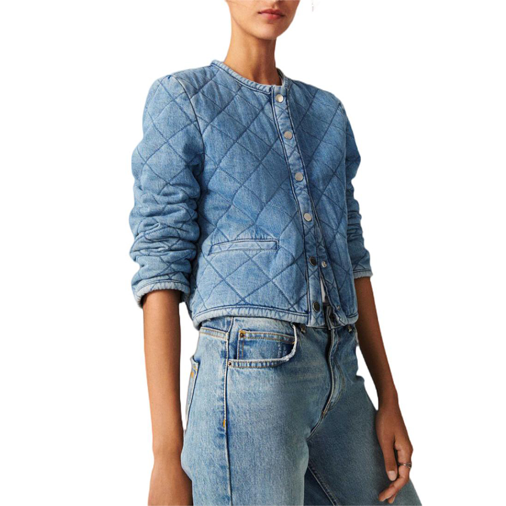 Ladys Blue Padded Denim Jacket