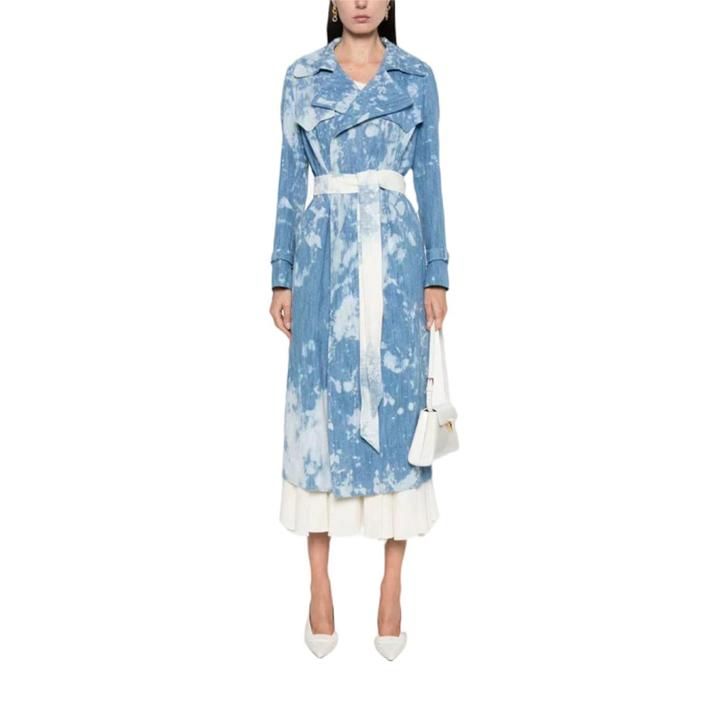 Snow Wash Long Denim Coat