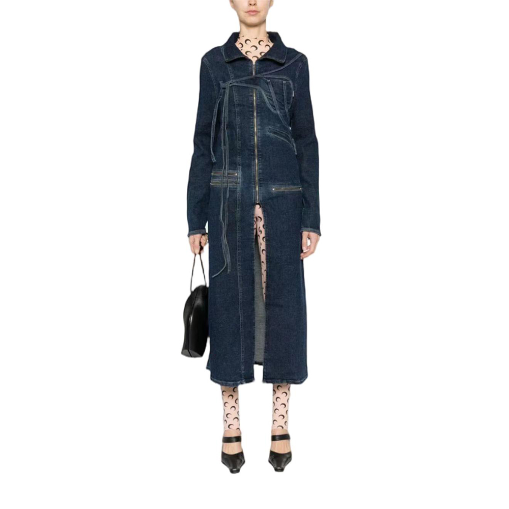 Navy Long Denim Coat