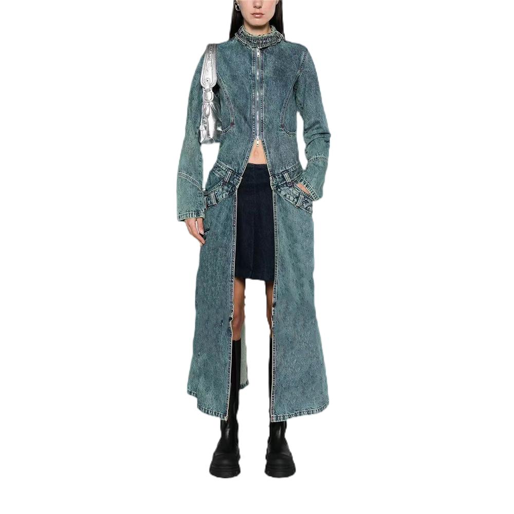 Vintage Blue Long Denim Coat