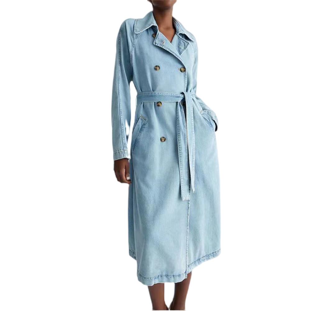 ​LightBlue Long Denim suit Coat
