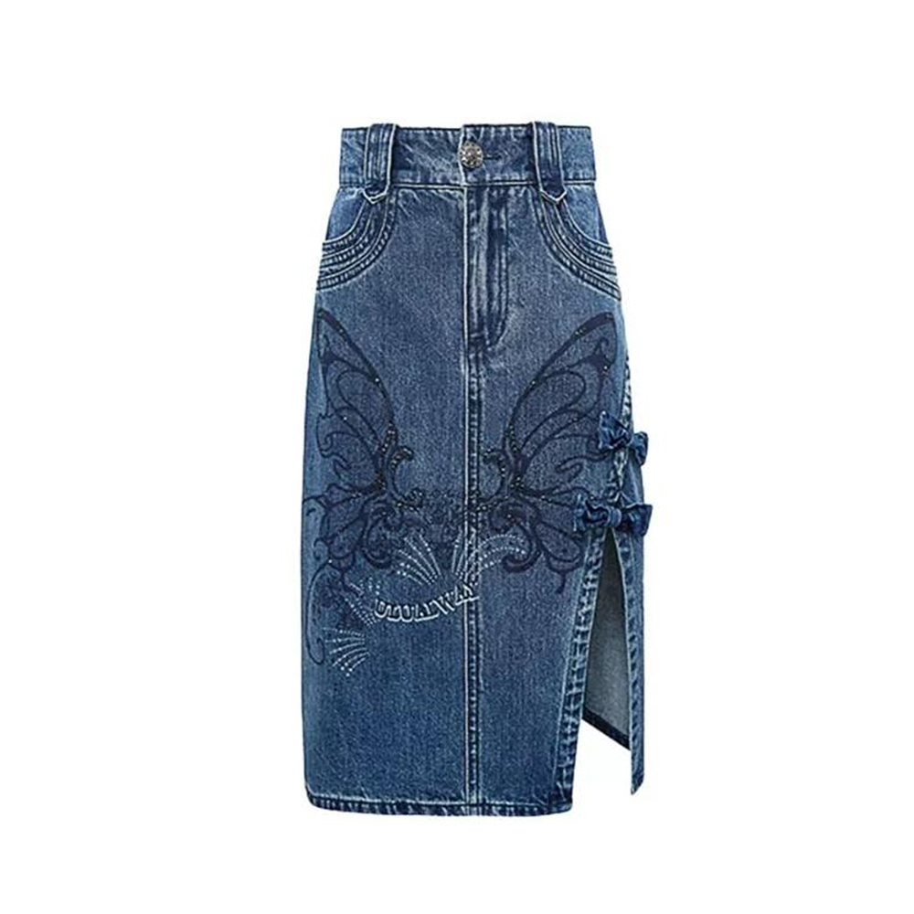 Embroidery Denim Skirt