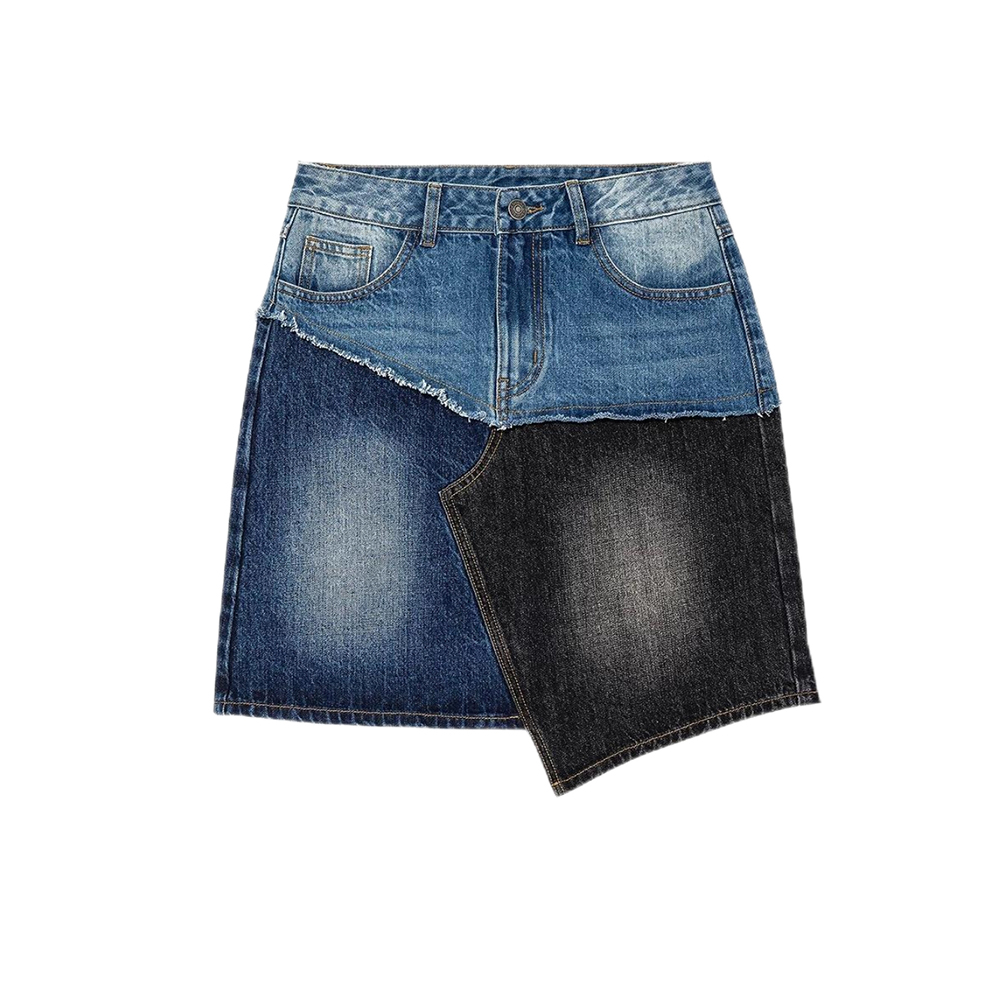 Patchwork Denim Skirt